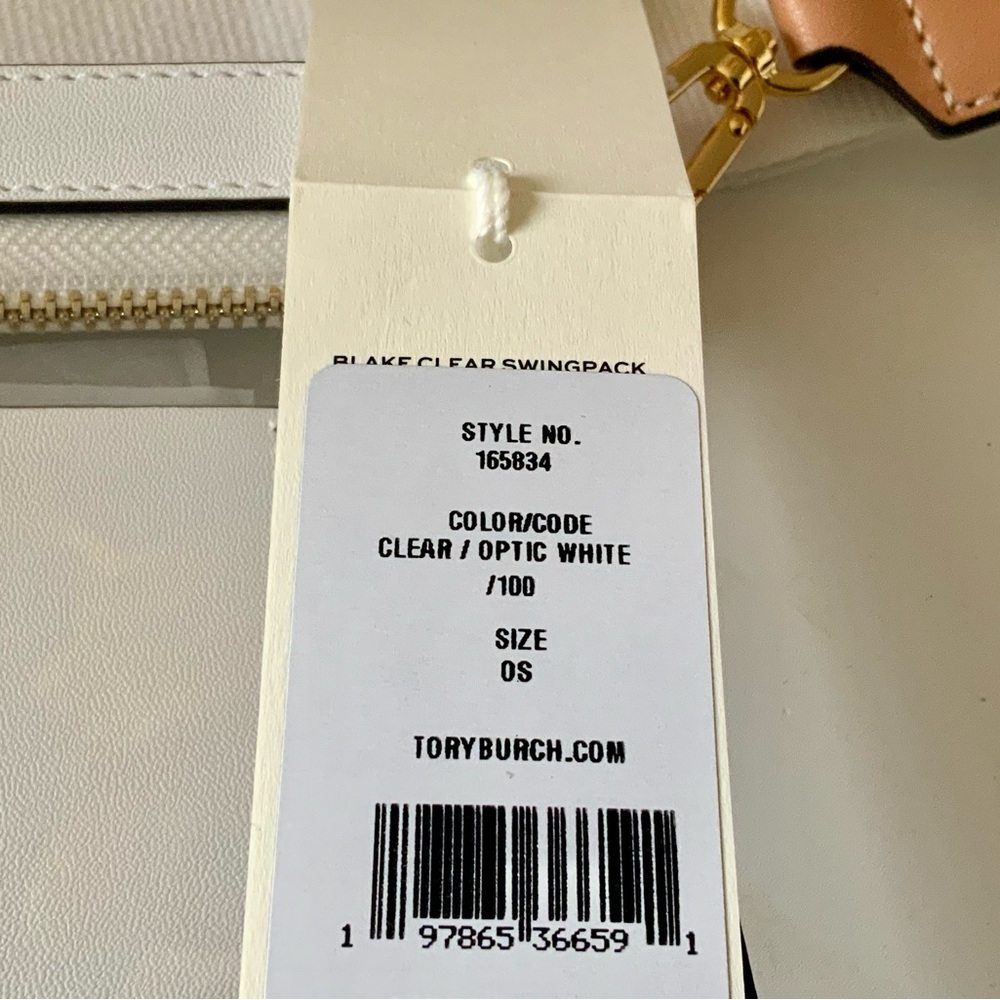 NWT TORY BURCH BLAKE CLEAR WHITE/NATURAL SWINGPACK CROSSBODY BAG - Picture 9 of 9